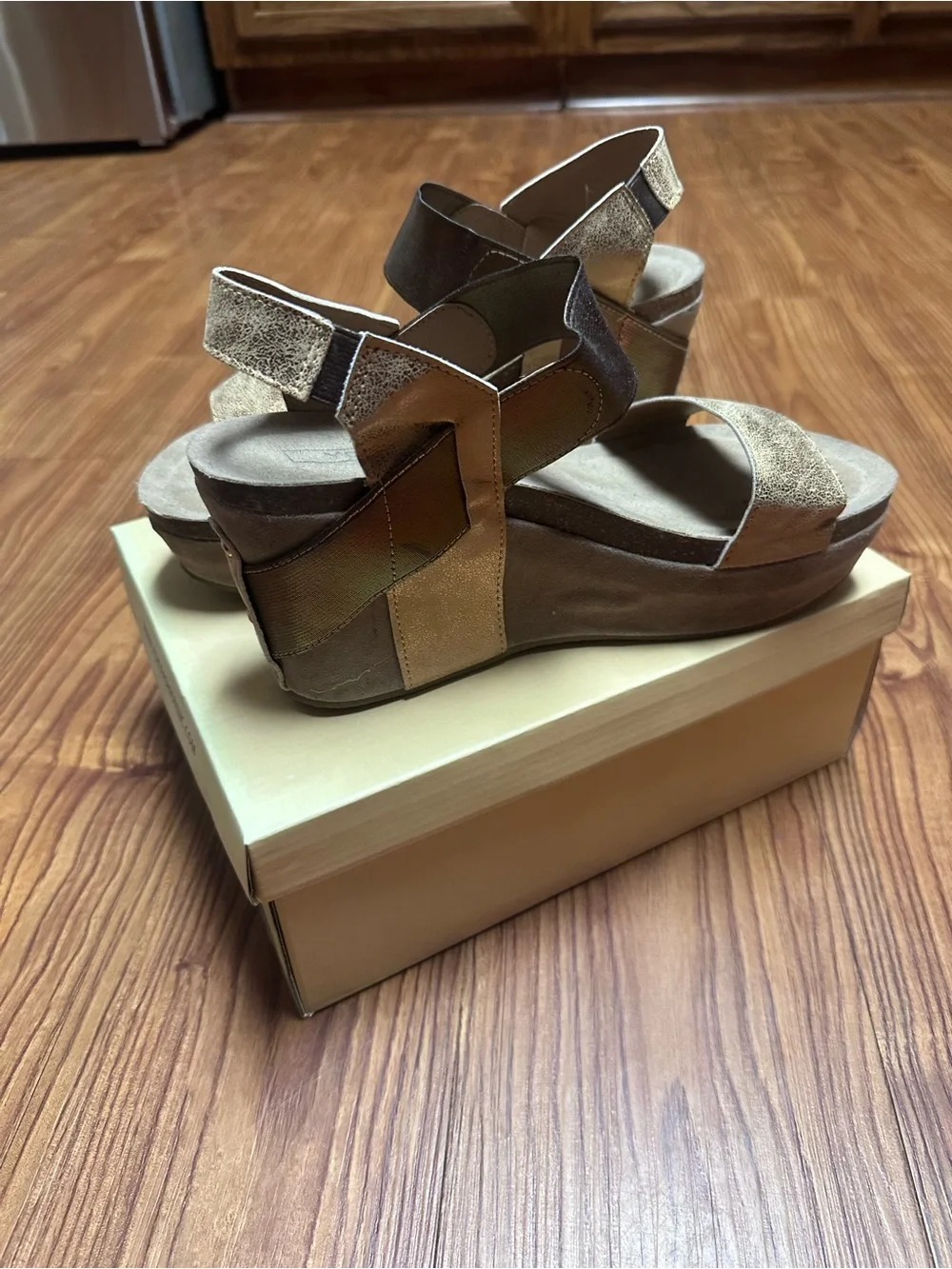 Yoki Metallic Bronze Platform Wedge Sandals